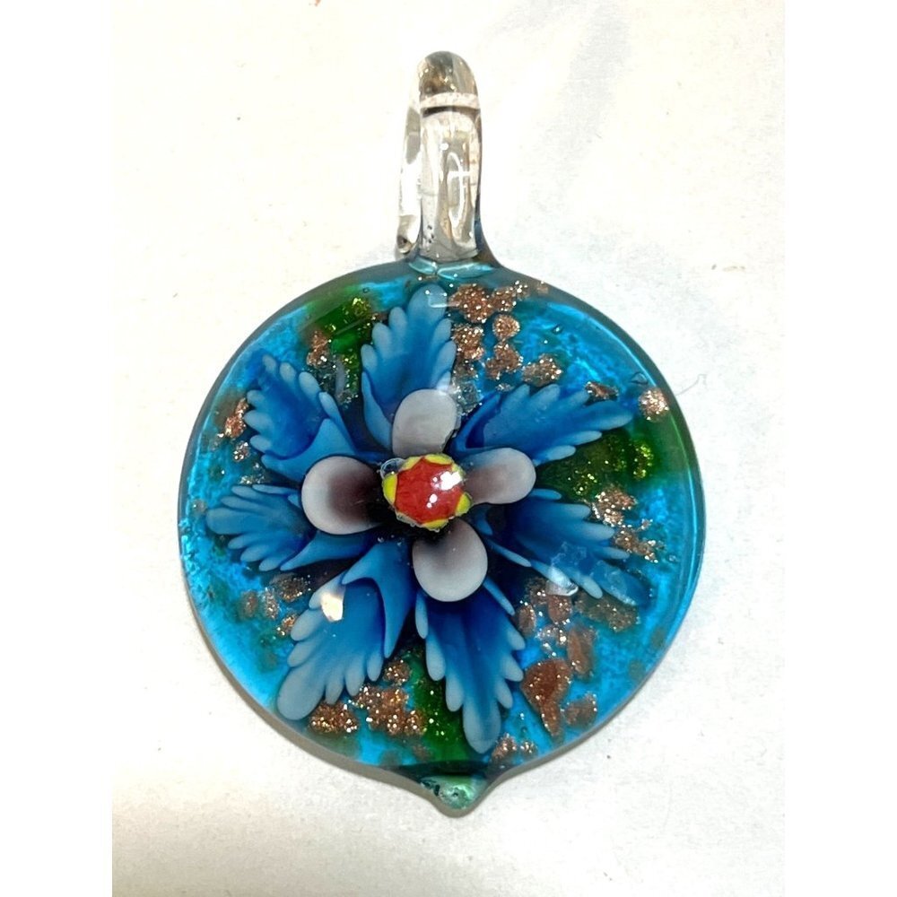 Dichroic Glass Blue Flower Glass